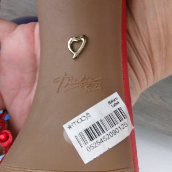 New Thalia Sodi Red Metallic Beaded Strappy DARRLA High Heels Open Toe 11 - Picture 14 of 16